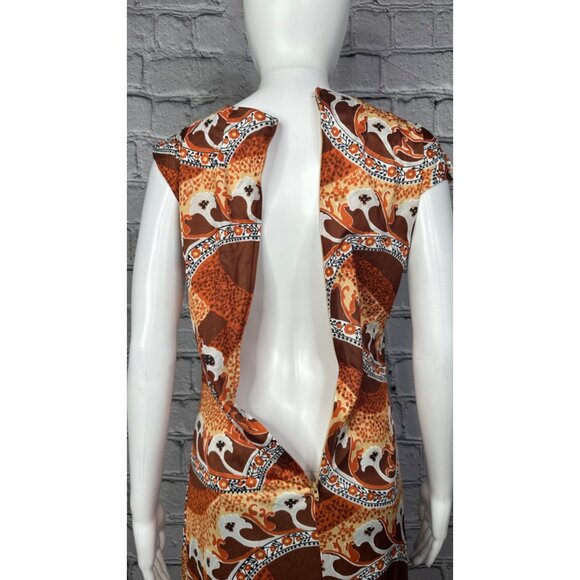 Vintage 70s Rose Marie Reid Womens Long Nylon Dress Cowl Neck Medium Retro - Picture 13 of 14